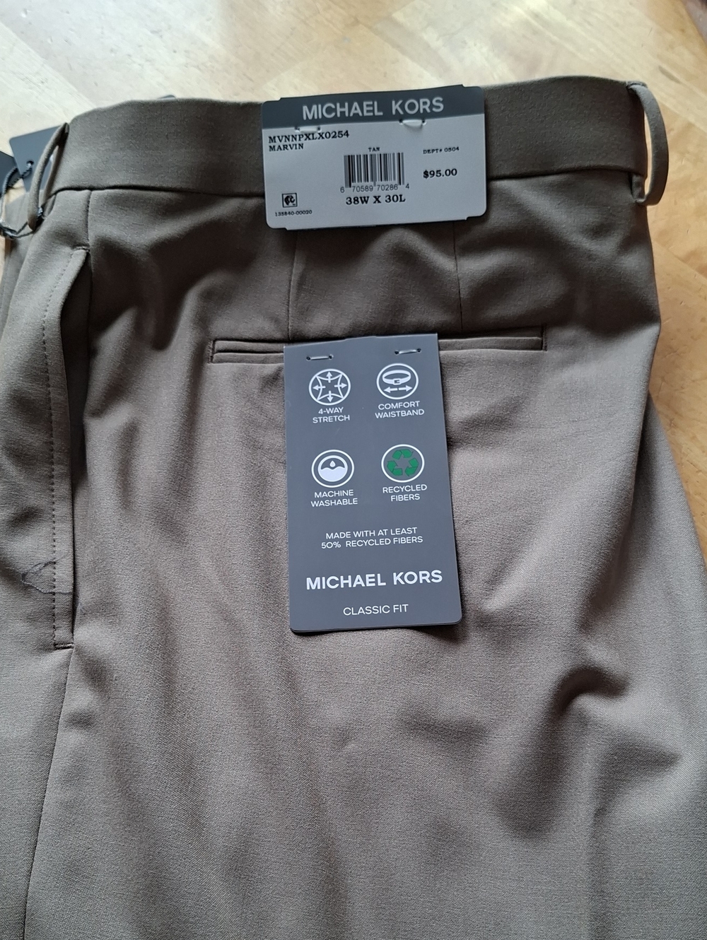 Michael Kors Men's The Newbury Pant, The Passport Collection, Tan, 38x30